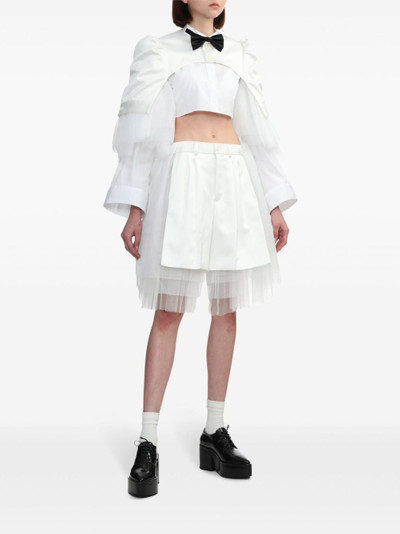 Noir Kei Ninomiya tulle-overlay tailored shorts outlook