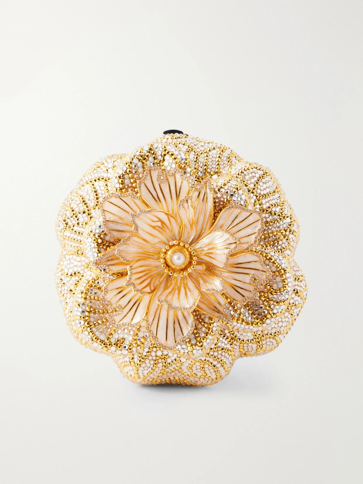 Magnolia Crystal-embellished Gold-tone Clutch - 1