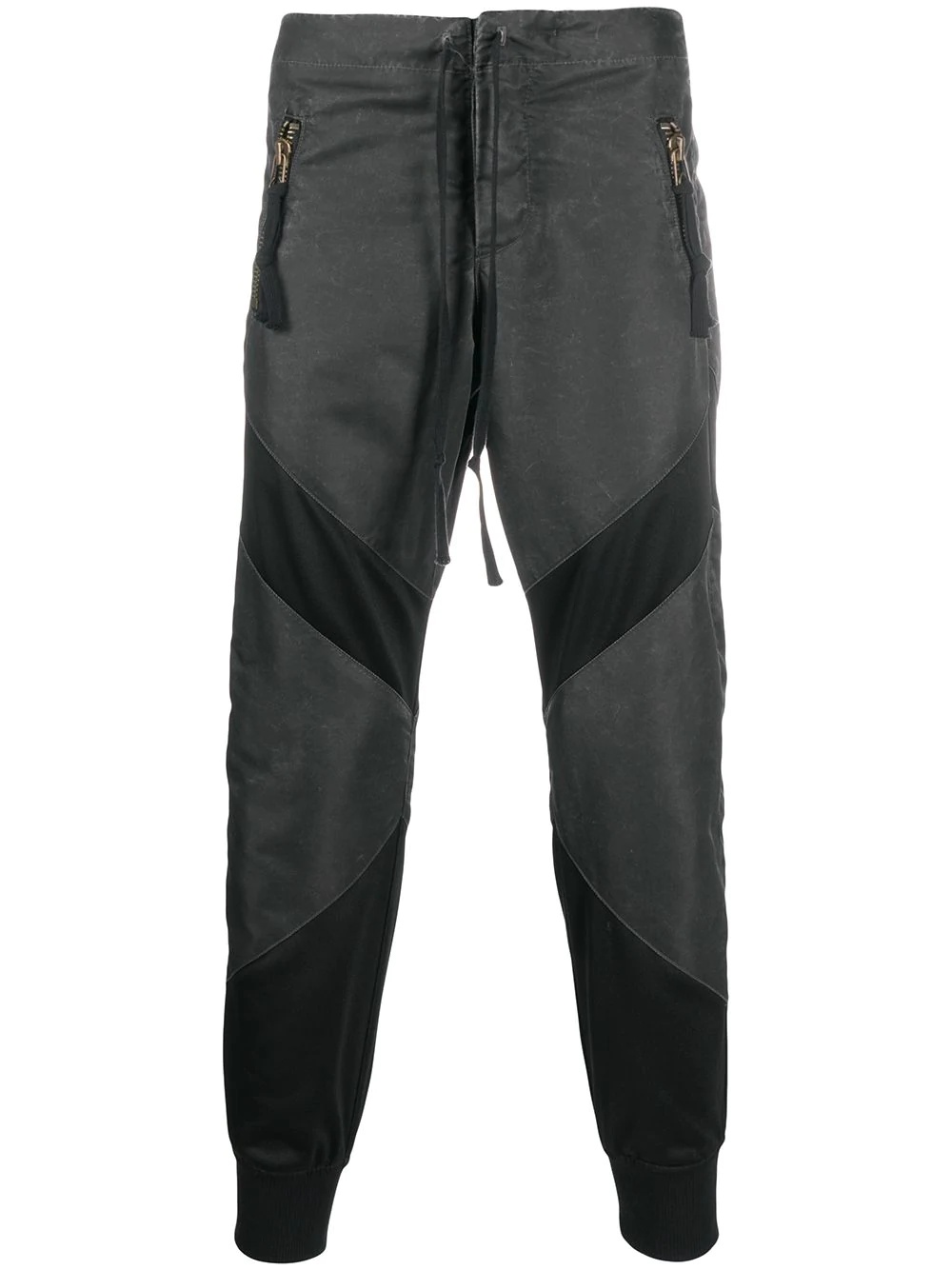 contrast-panel tapered trousers - 1