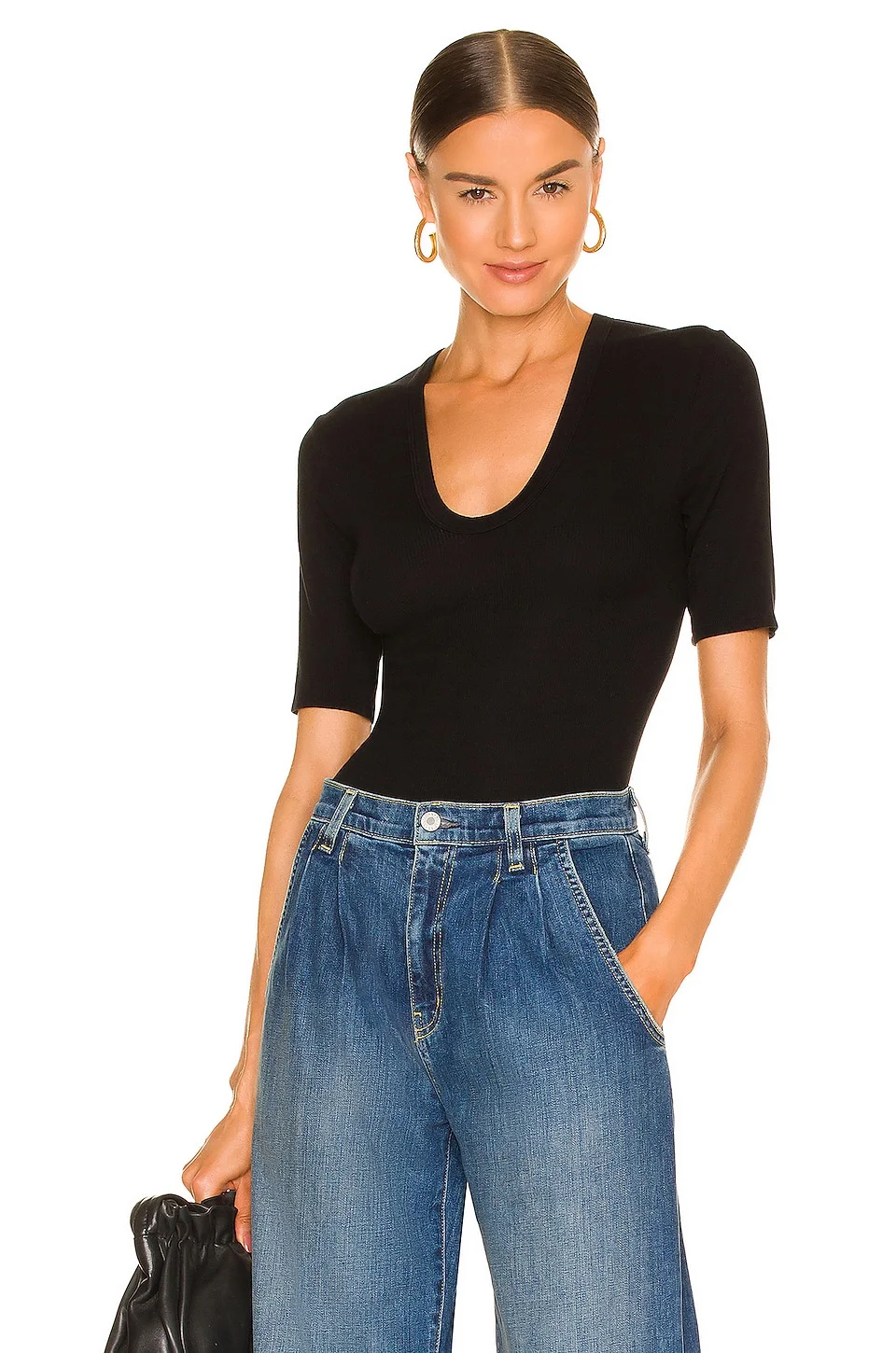 Stretch Silk Knit Half Sleeve Top - 1