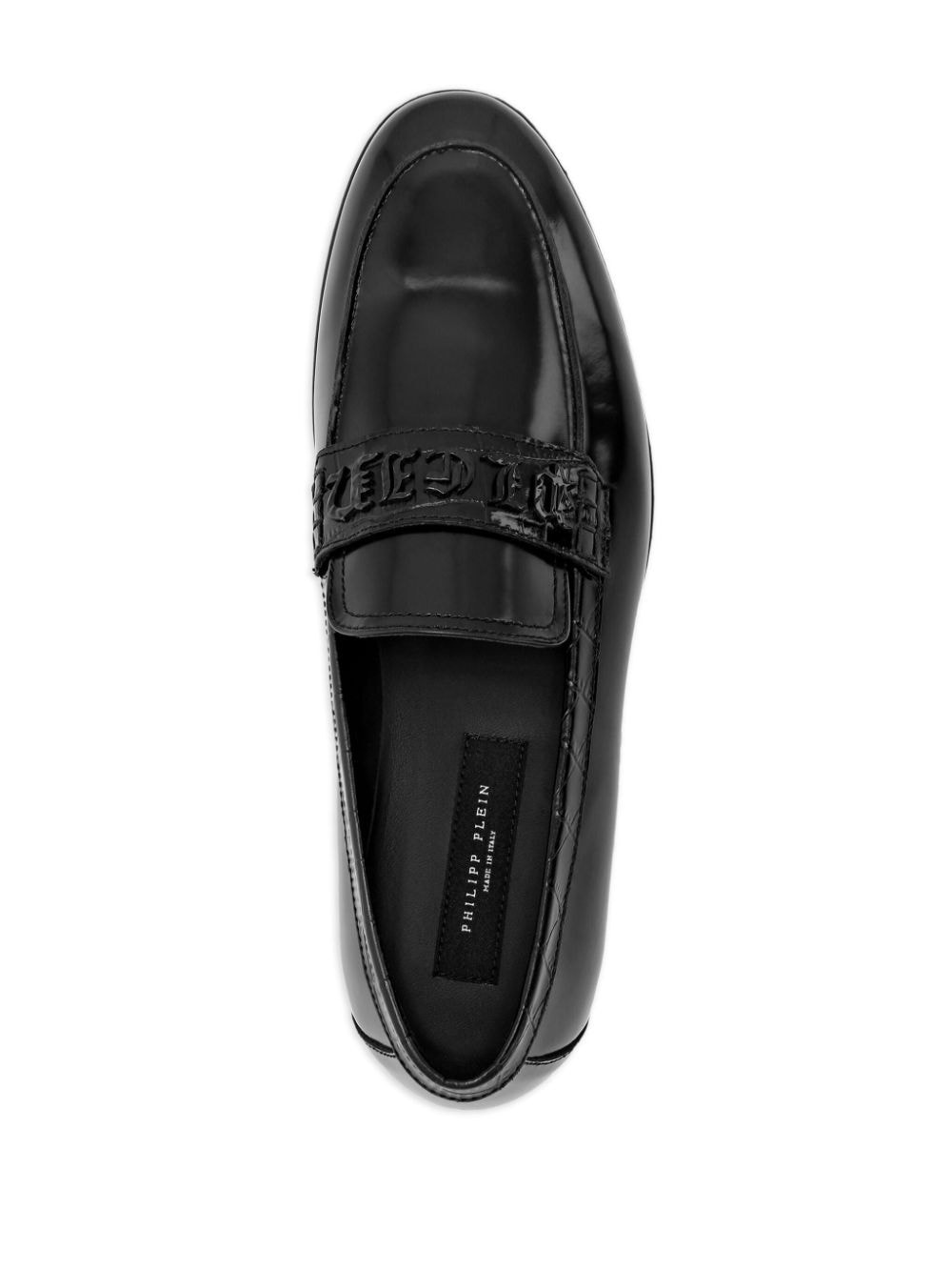 logo-plaque leather loafers - 3