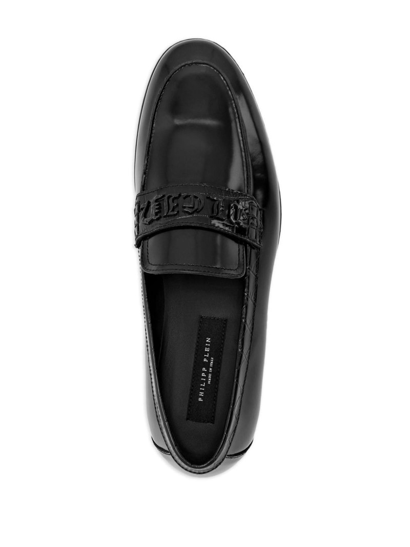 logo-plaque leather loafers 3