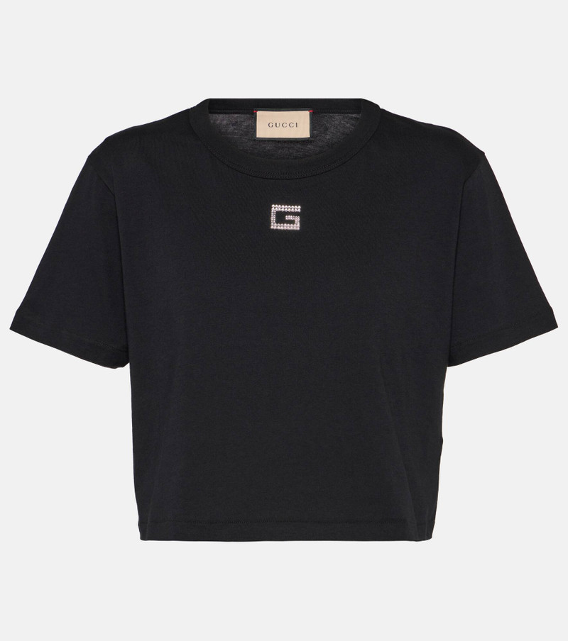 Embellished cotton jersey T-shirt - 1