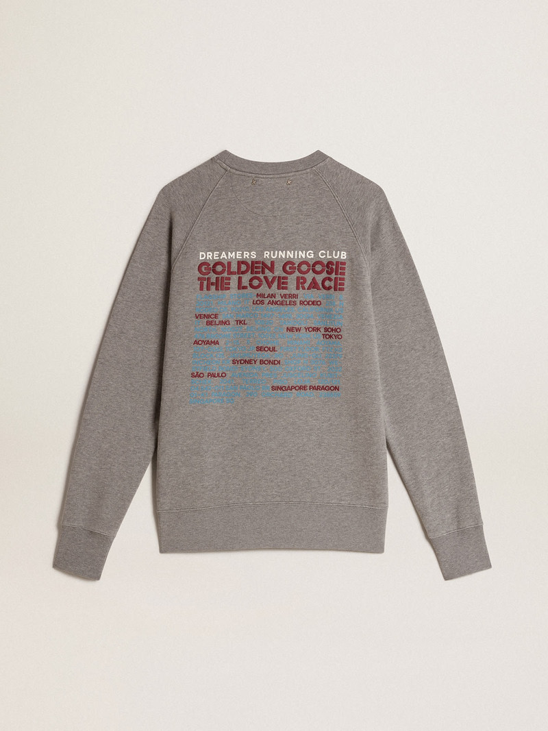 Gray melange cotton sweatshirt with manifesto on the back 6