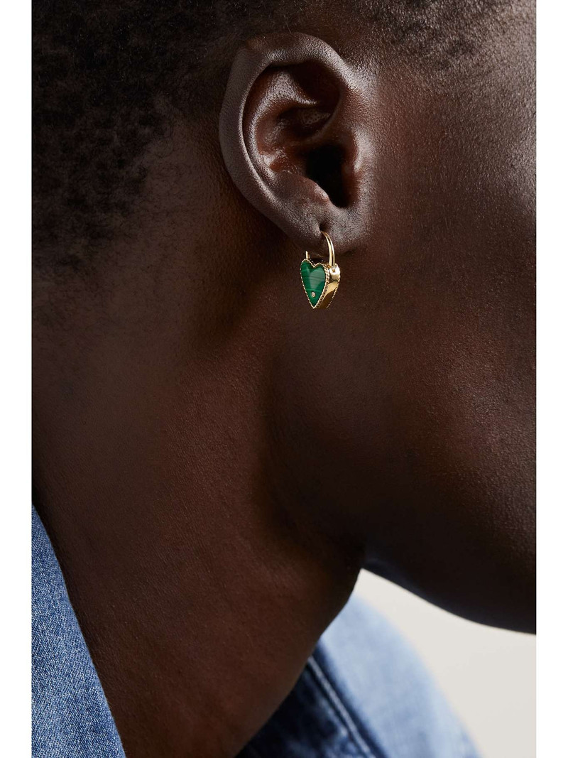 Yvonne Léon 9-karat gold, malachite and diamond single earring outlook