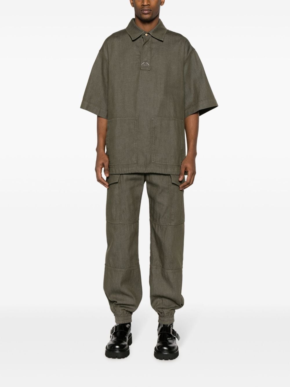 embroidered-logo denim polo shirt - 2