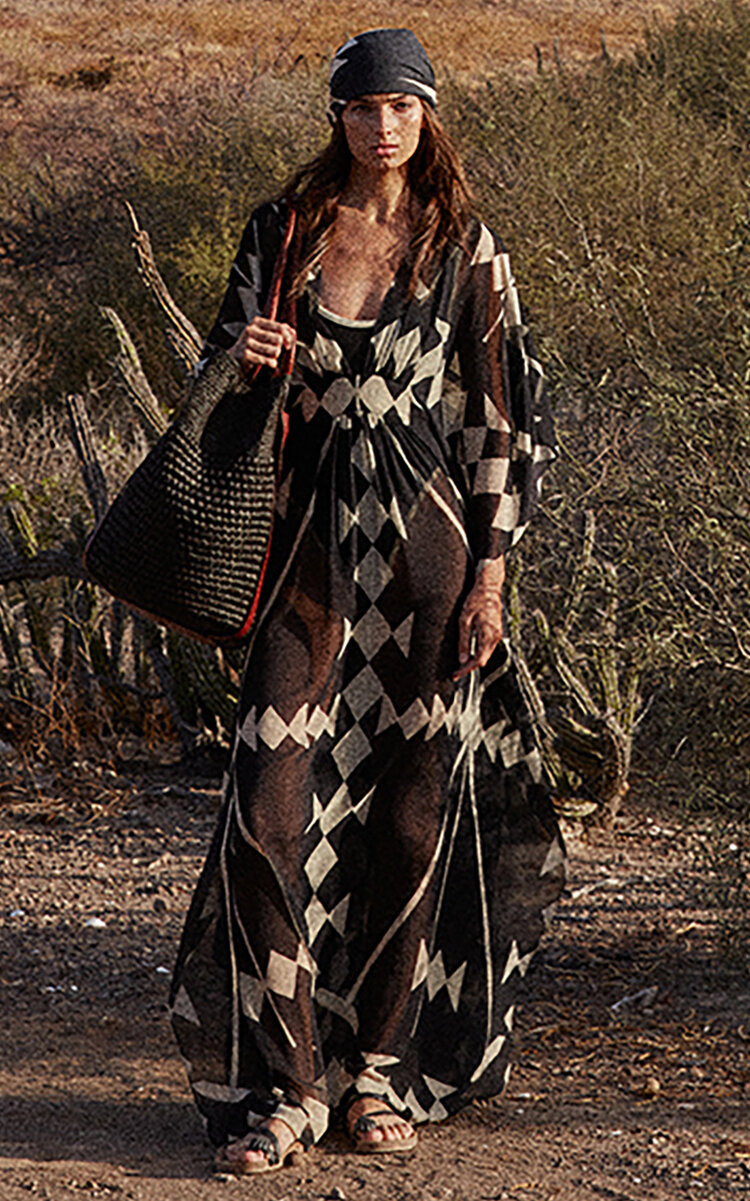 Secret Garden Georgette Caftan Maxi Dress black/white - 2