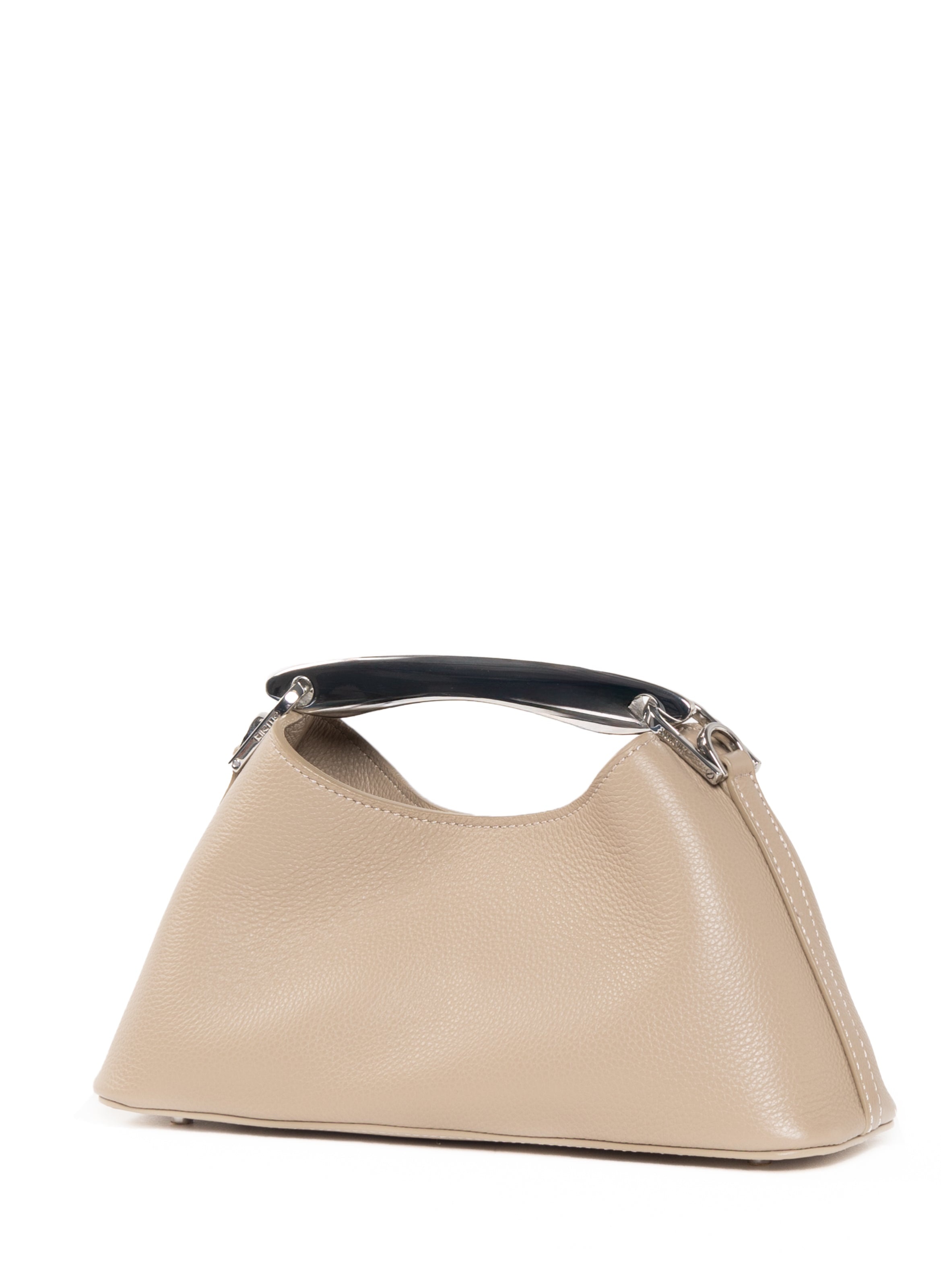 Mini Boomerang Pebbled Leather Taupe - 3