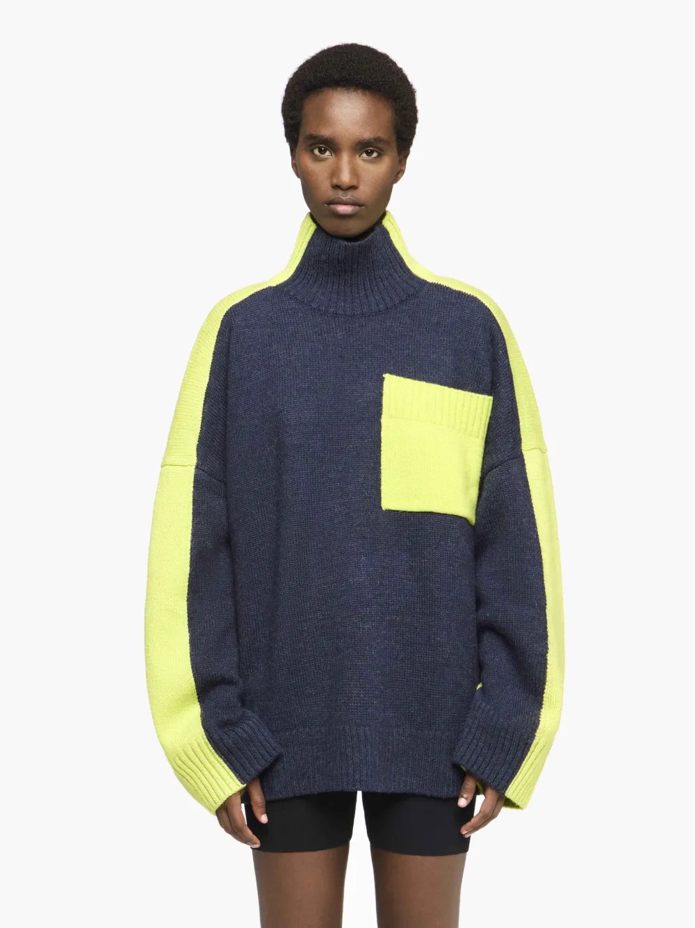 DUAL TONE - PATCH POCKET TURTLENECK SWEATER - 2