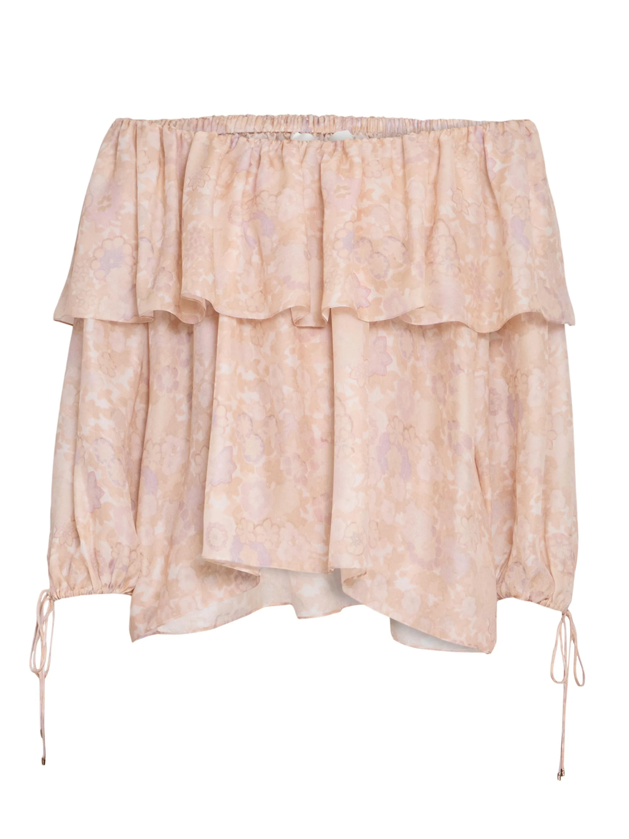 Women's À La Plage Floral Silk Off-The-Shoulder Top - Multicolor Pink - 1