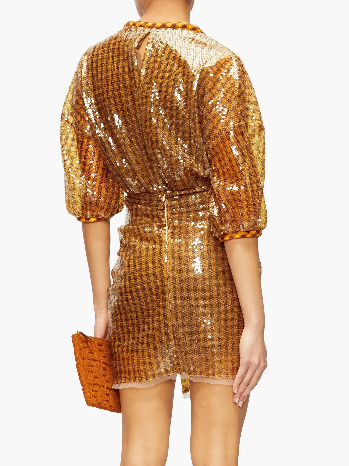 Sequinned plunge-neck mini dress - 6