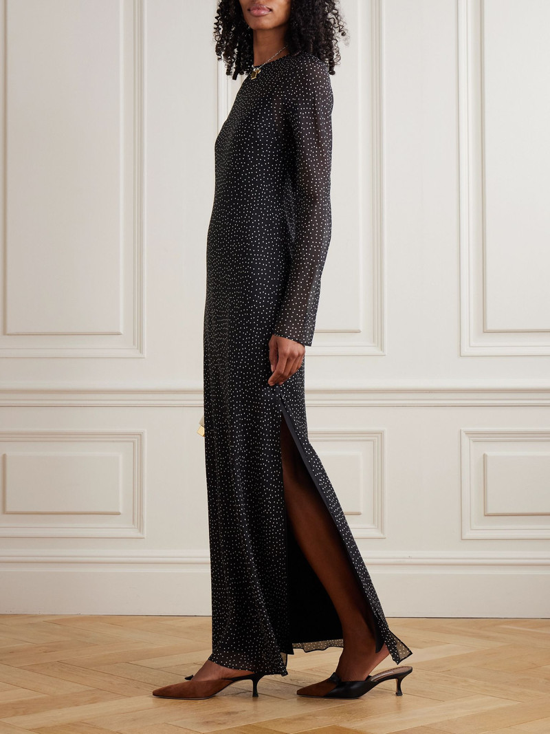 SIR. Lisander layered polka-dot silk-chiffon maxi dress Black outlook