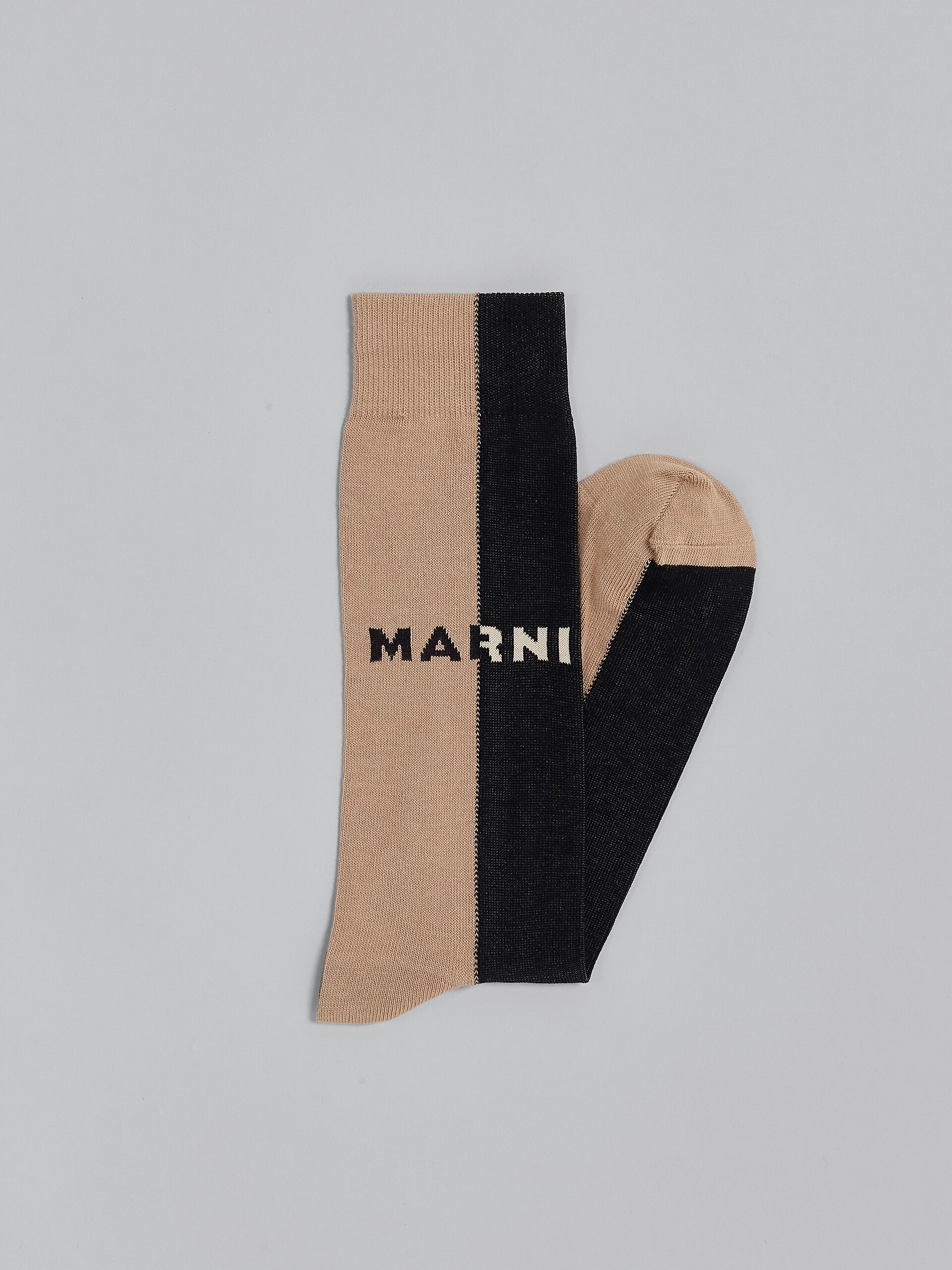 BLACK BI-COLOURED COTTON AND NYLON SOCKS - 2