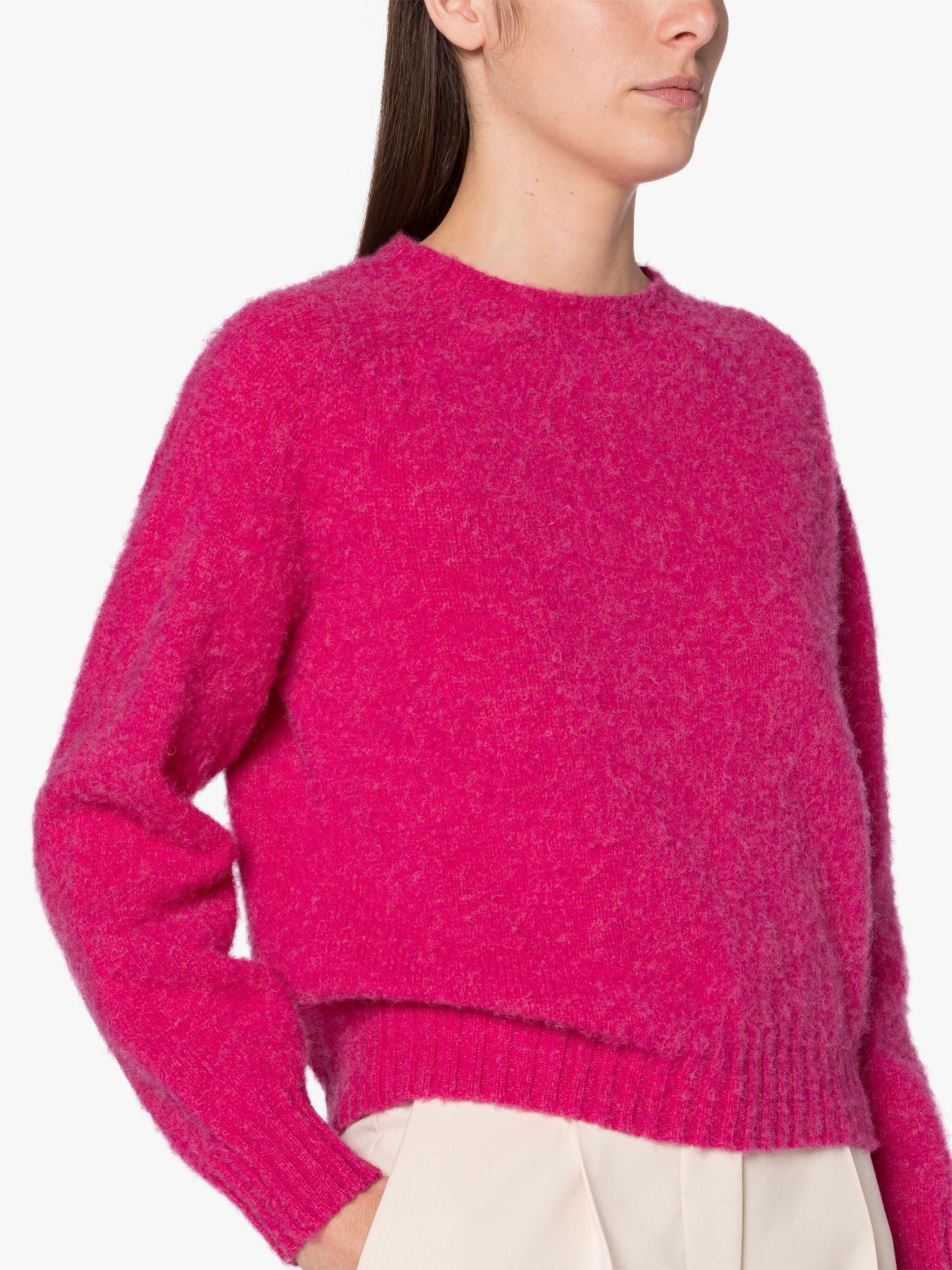 KENNEDI FUCHSIA WOOL CREWNECK SWEATER - 5