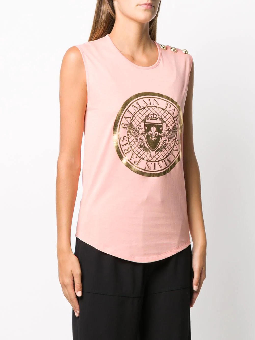 logo-print sleeveless top - 3