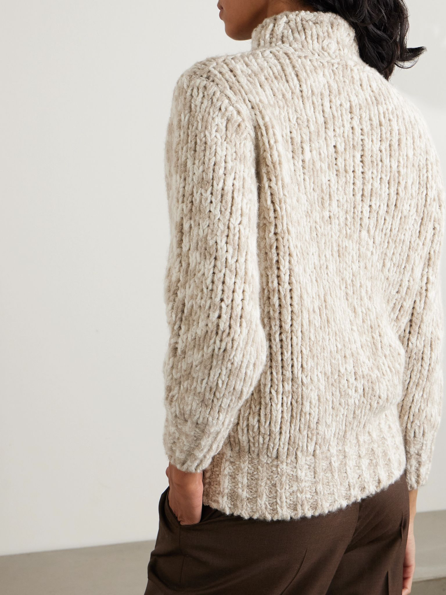 Cashmere and silk-blend sweater Beige - 3