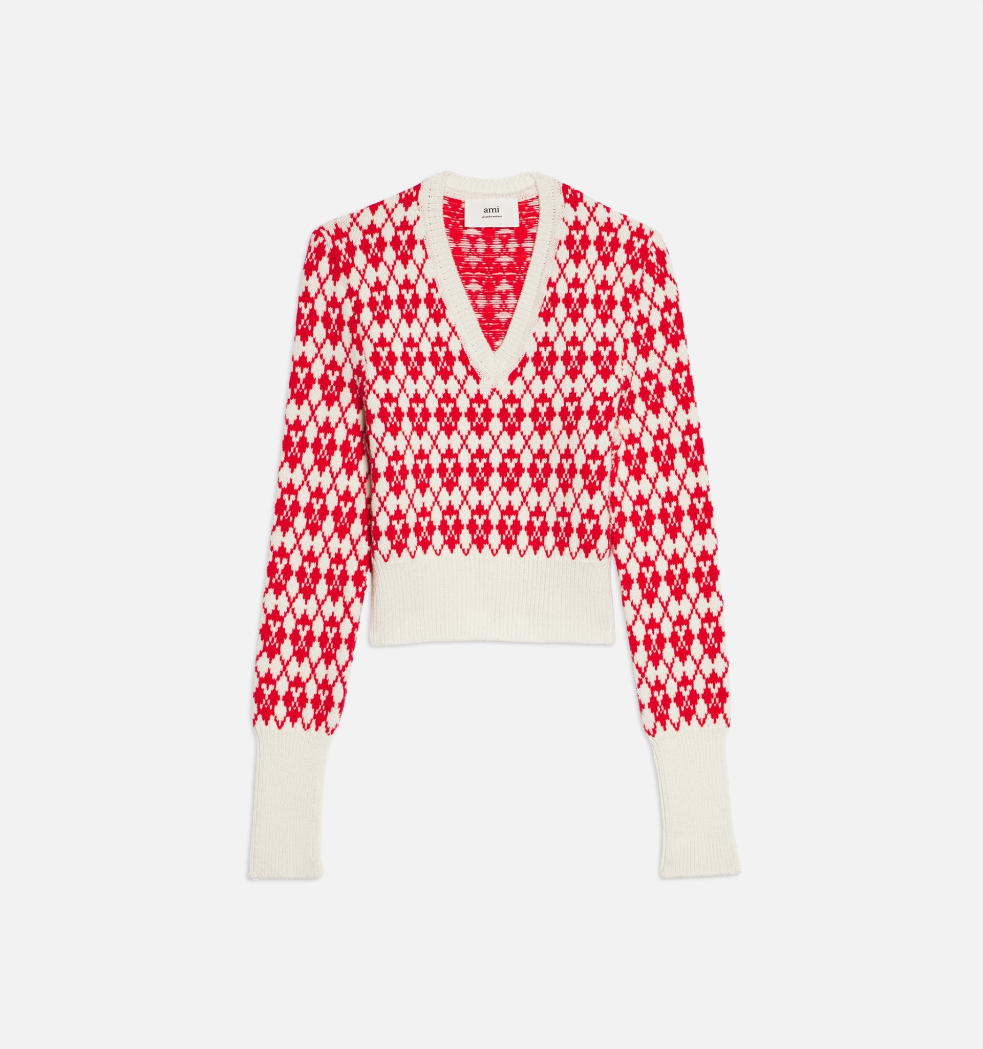 Jacquard V Neck Sweater - 2