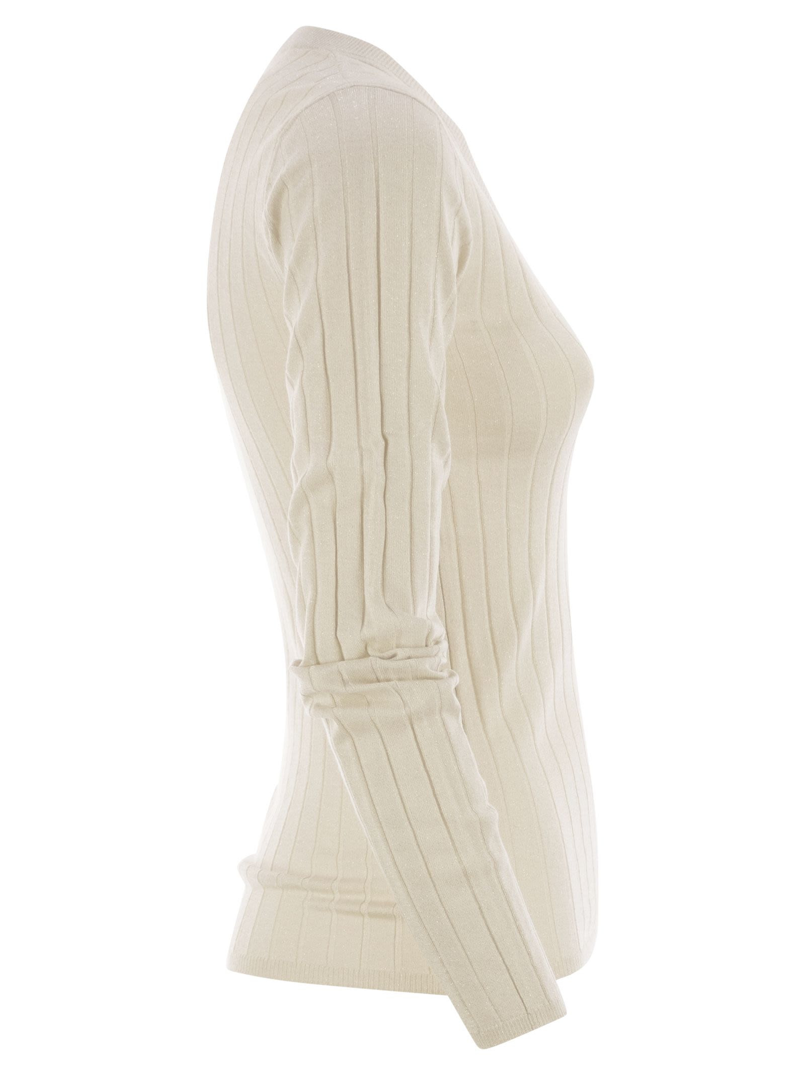Brunello Cucinelli Women Lightweight Cashmere And Silk Broad Rib Sweater - 3