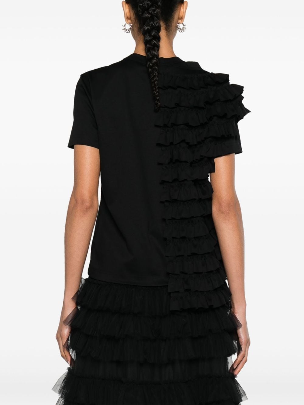 ruffled-layer cotton T-shirt - 4