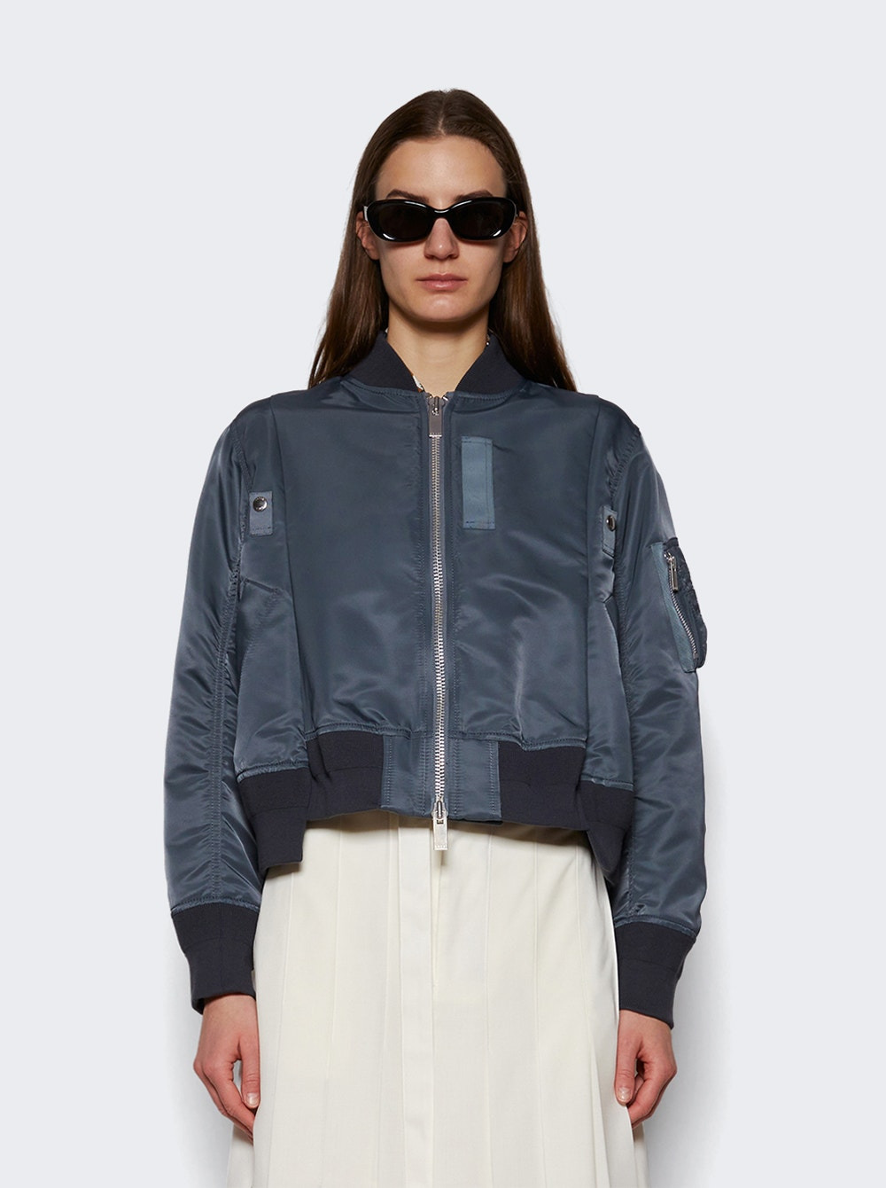 Twill Bomber Jacket Blue And Grey - 3