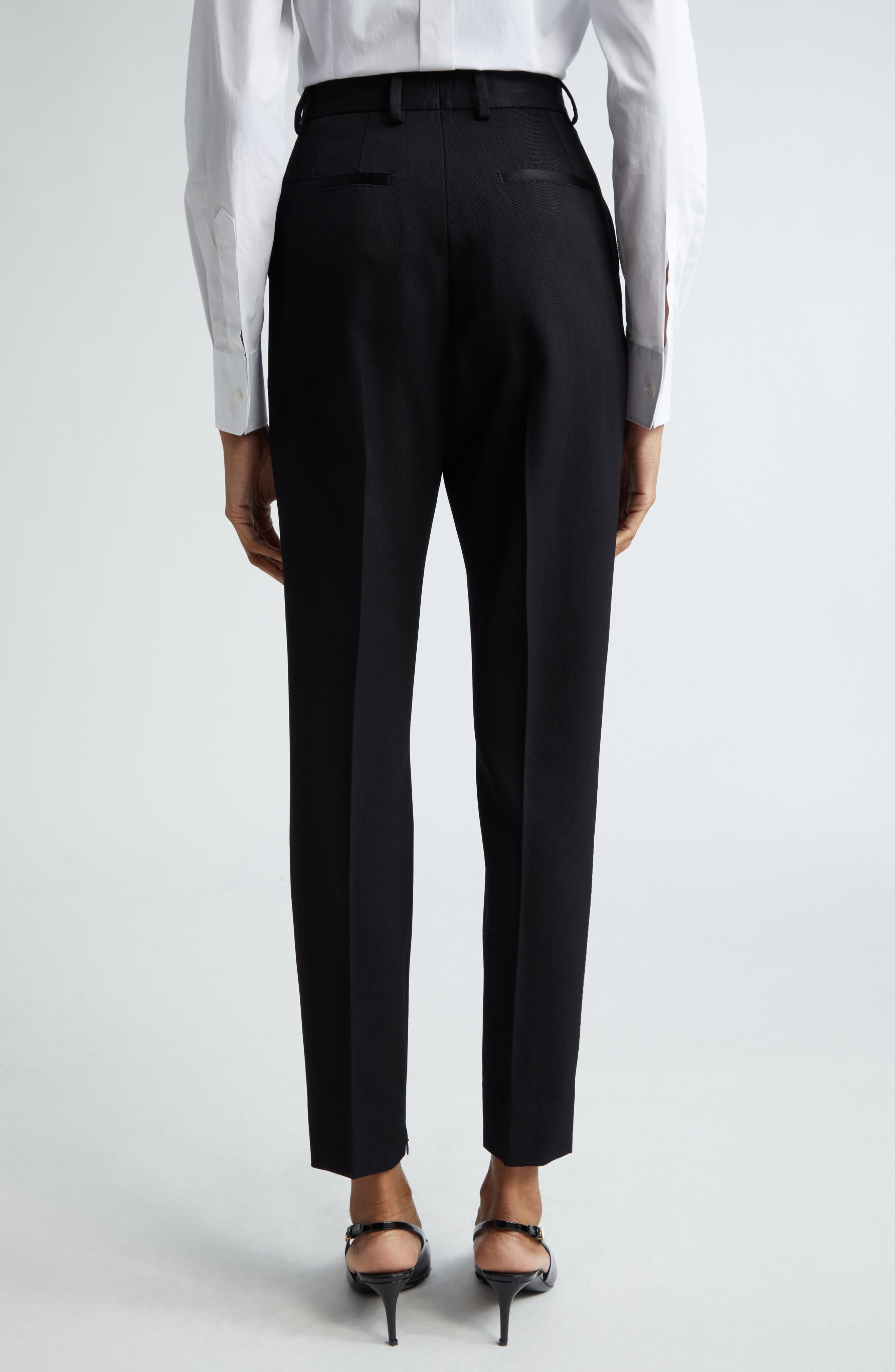 Wool Blend Gabardine Ankle Trousers - 2