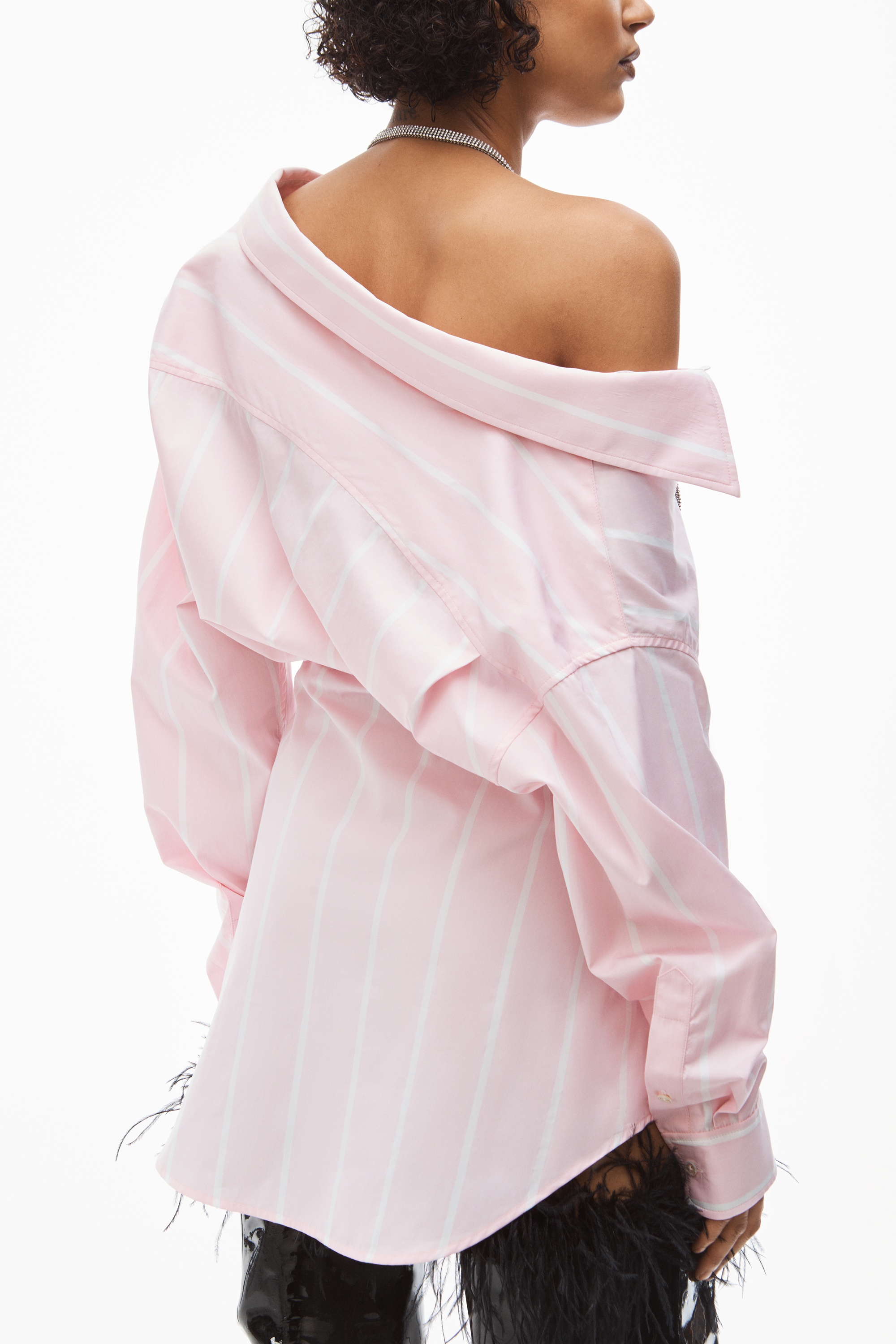 OFF-SHOULDER SHIRT DRESS IN COTTON POPLIN - 6