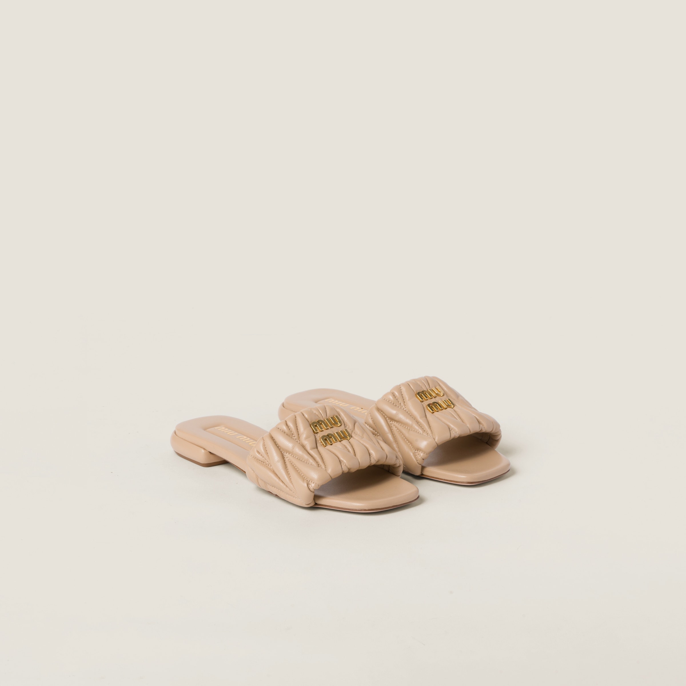 Matelassé nappa leather slides - 1