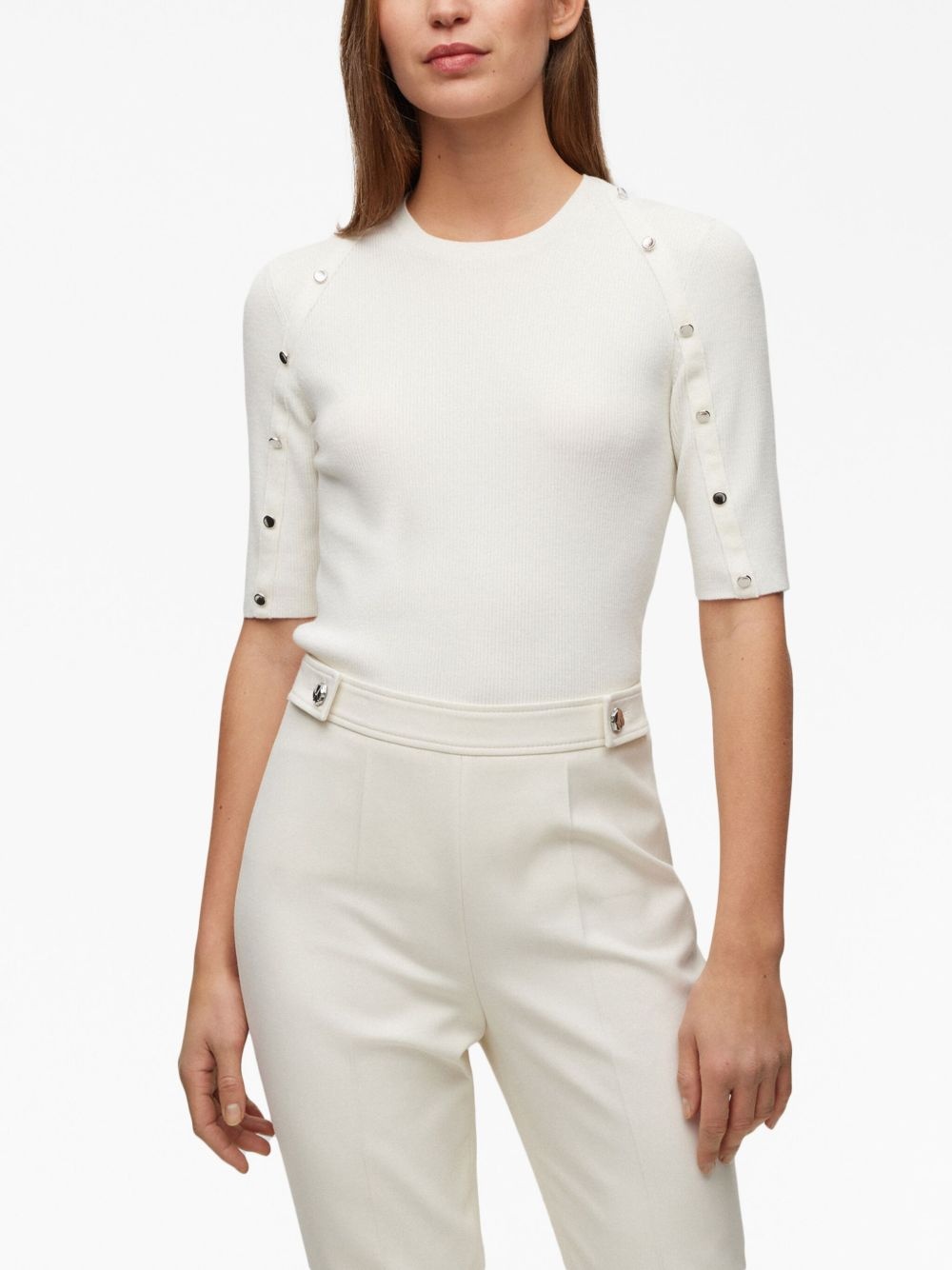 decorative-button ribbed-knit top - 3