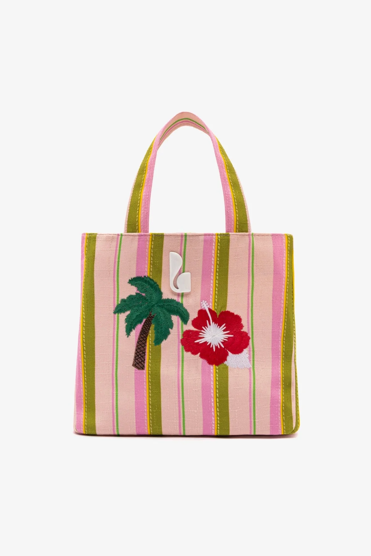 Poppy Mini Tote Bag In Tulip And Emerald Raffia - 1