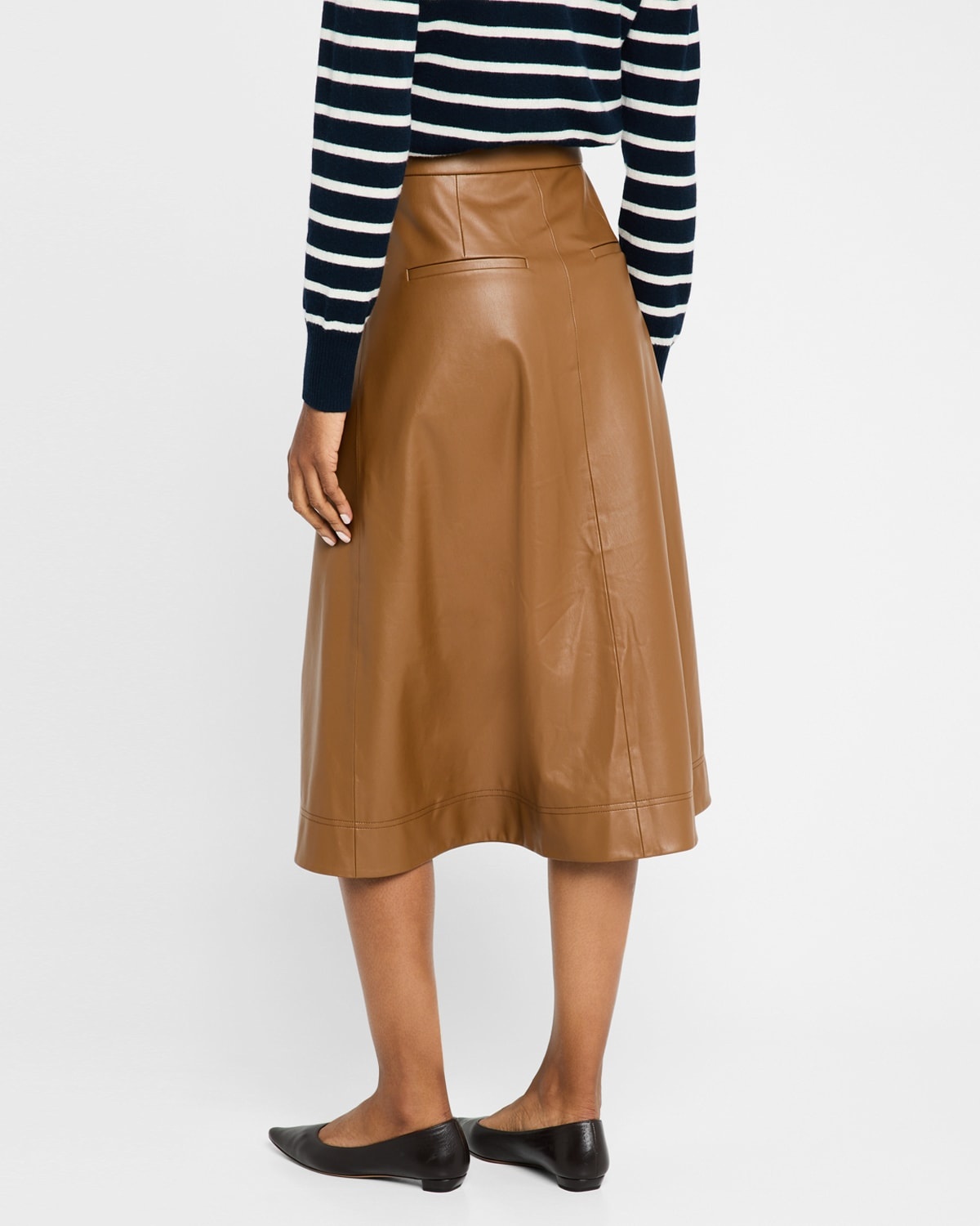 Louise Faux Leather Midi Skirt - 4