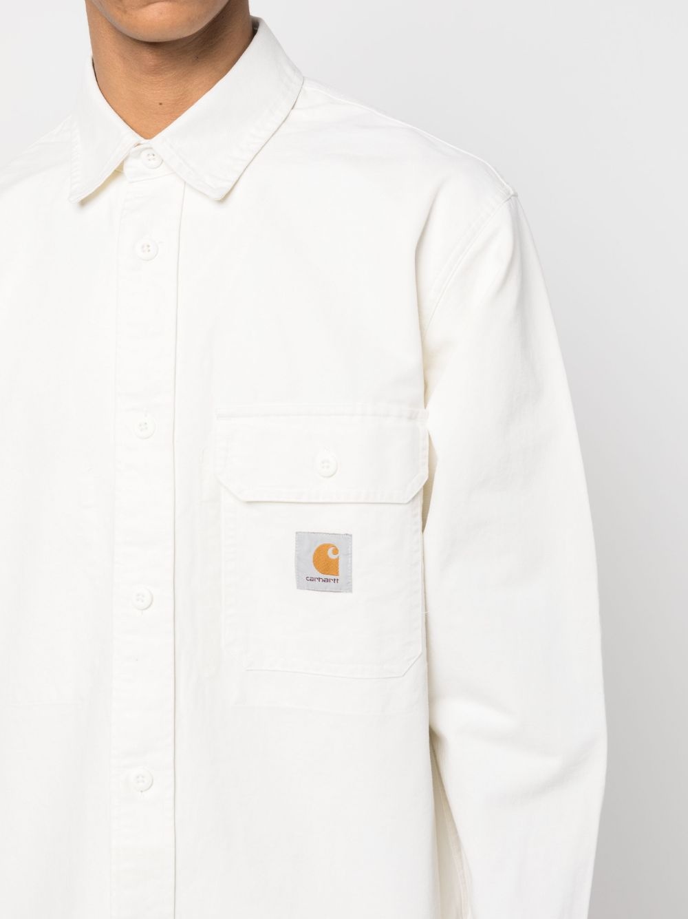 logo-patch cotton shirt - 5