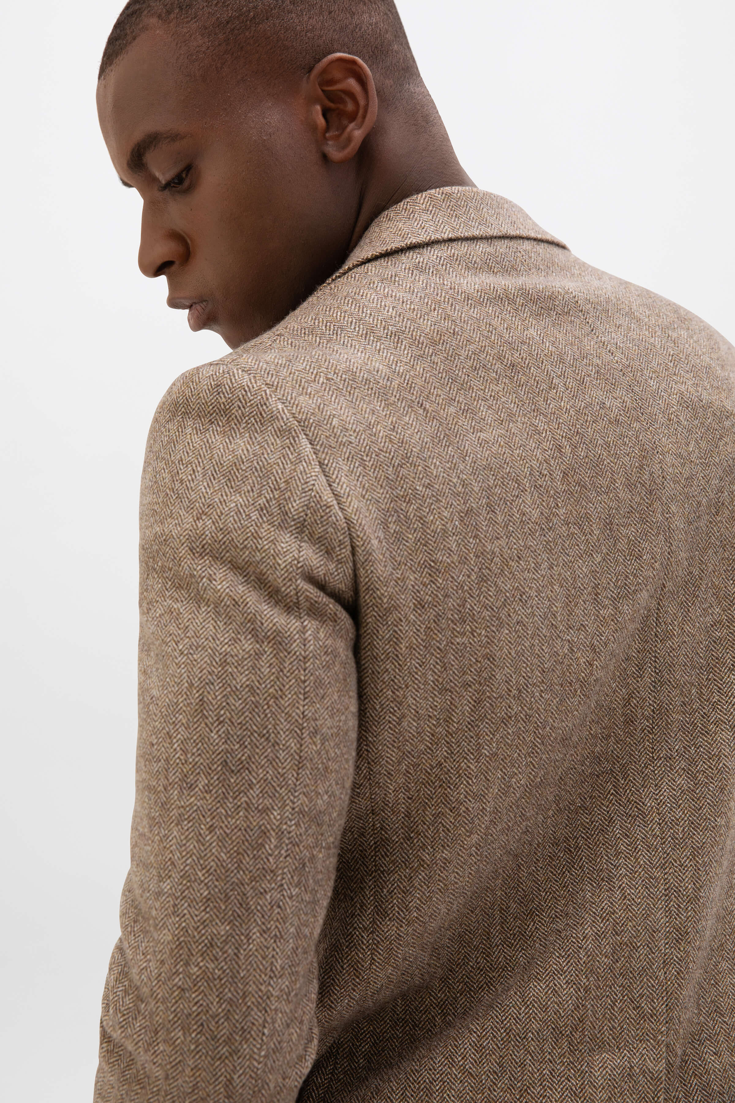 Brown Herringbone Tweed Jacket - 2