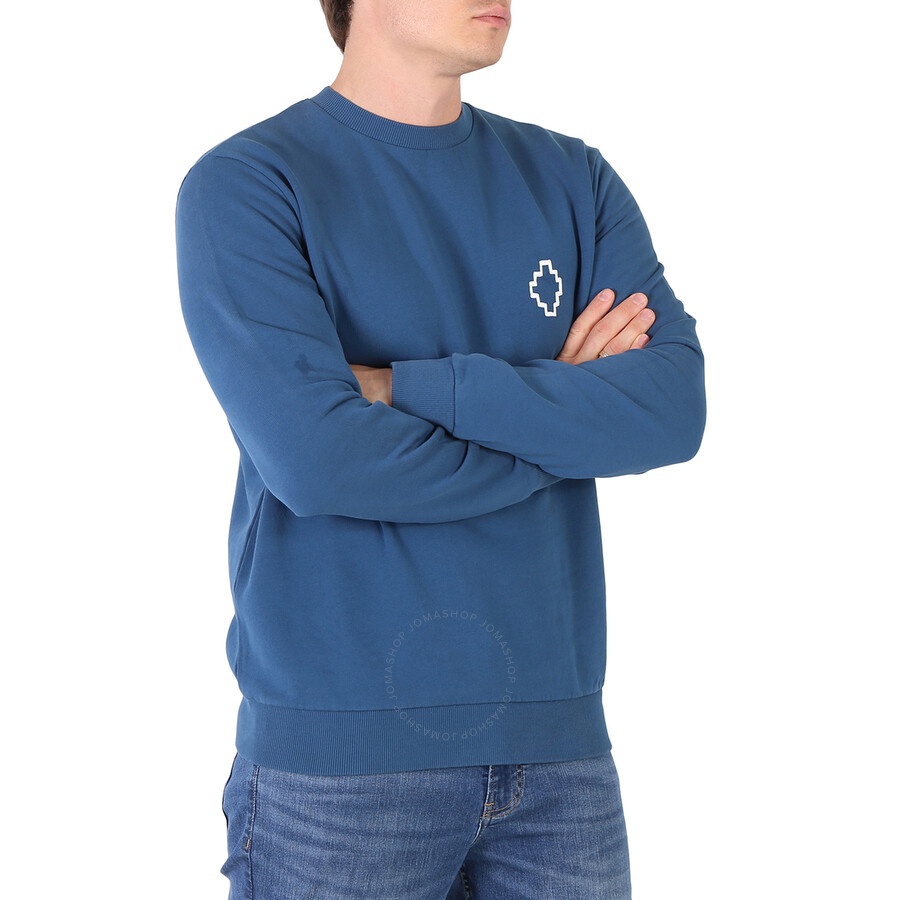 Marcelo Burlon Men's Petrol Blue Tempera Cross Print Sweatshirt - 4