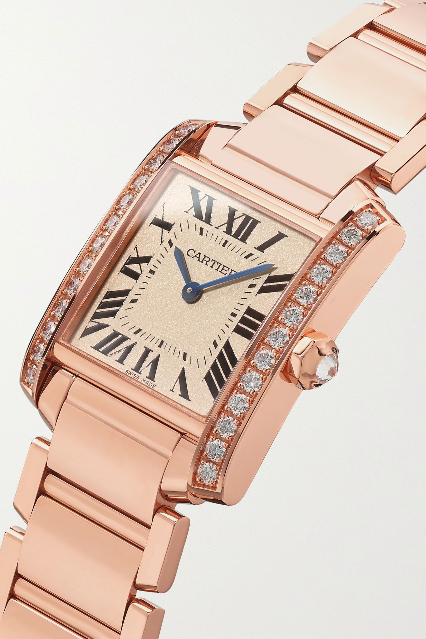 Tank Française 25mm medium 18-karat rose gold diamond watch - 2