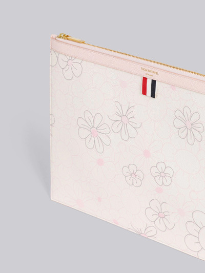 Thom Browne Light Pink 3d Floral Print Pebble Grain Leather Medium Document Holder outlook
