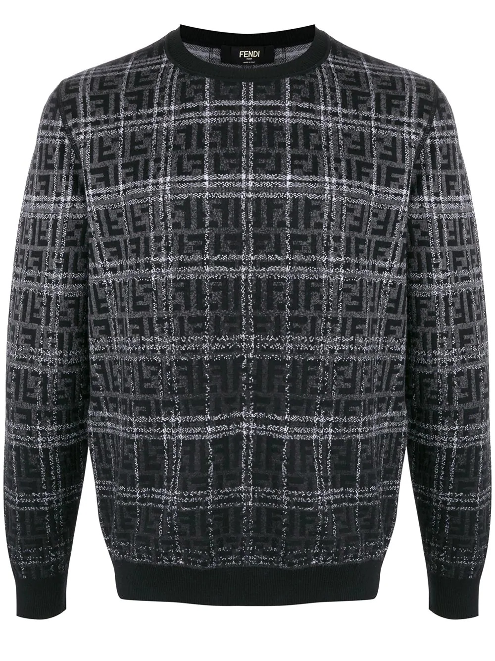 jacquard FF motif check jumper - 1