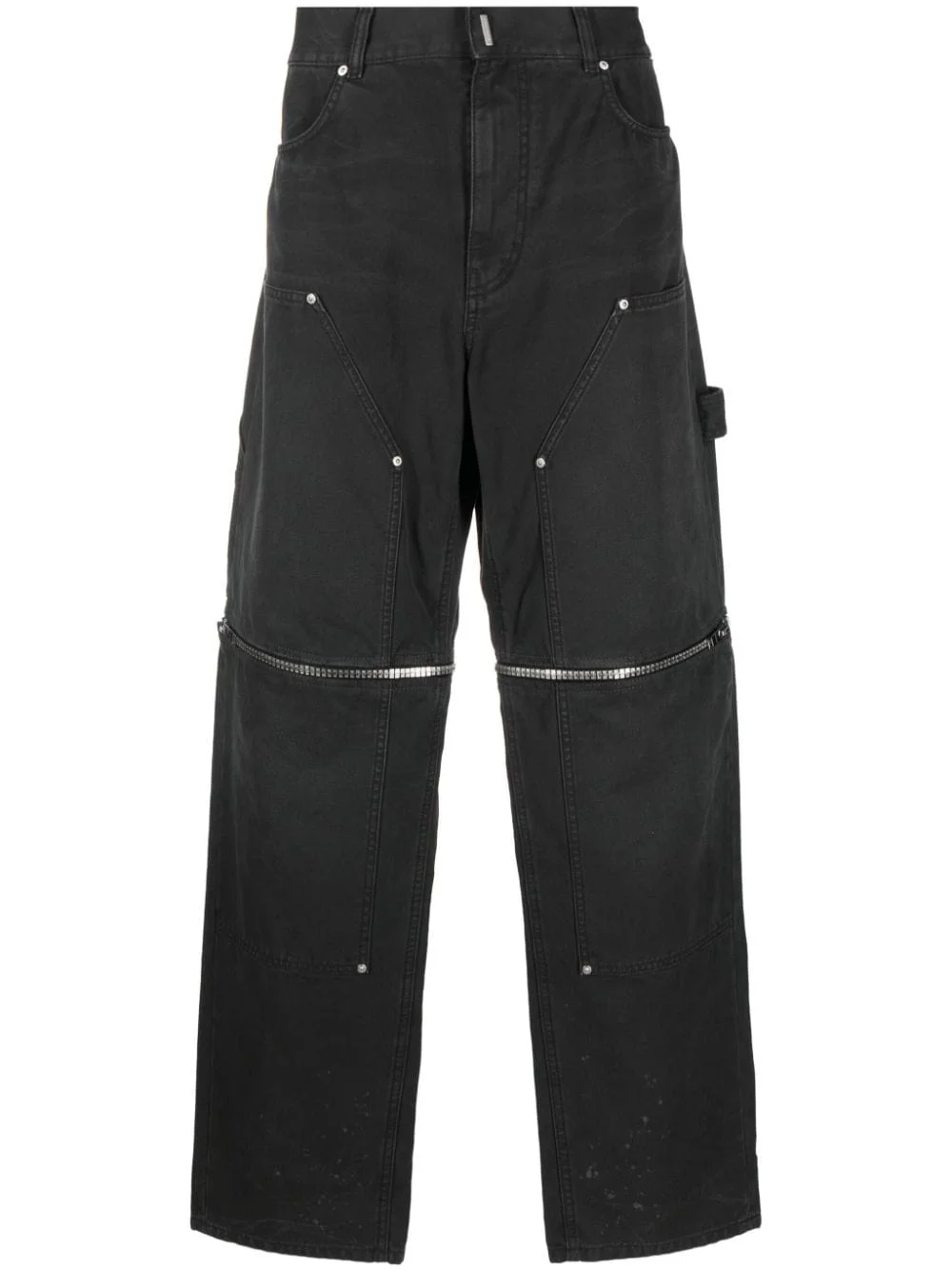 zip-detailed straight-cut trousers - 1