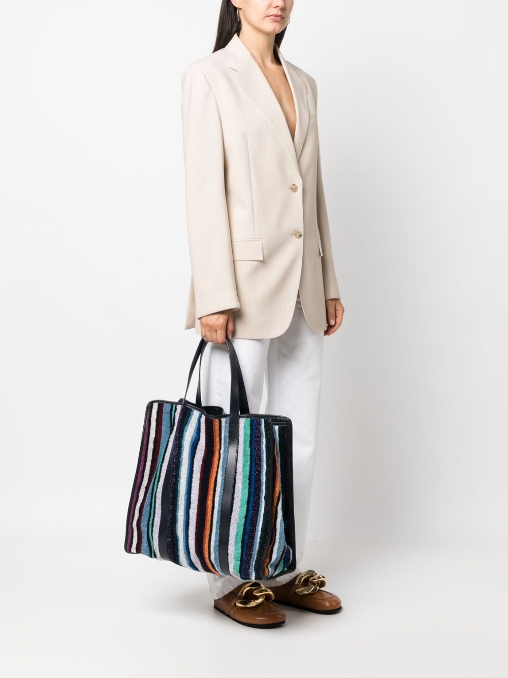 striped terry-cloth tote bag - 2