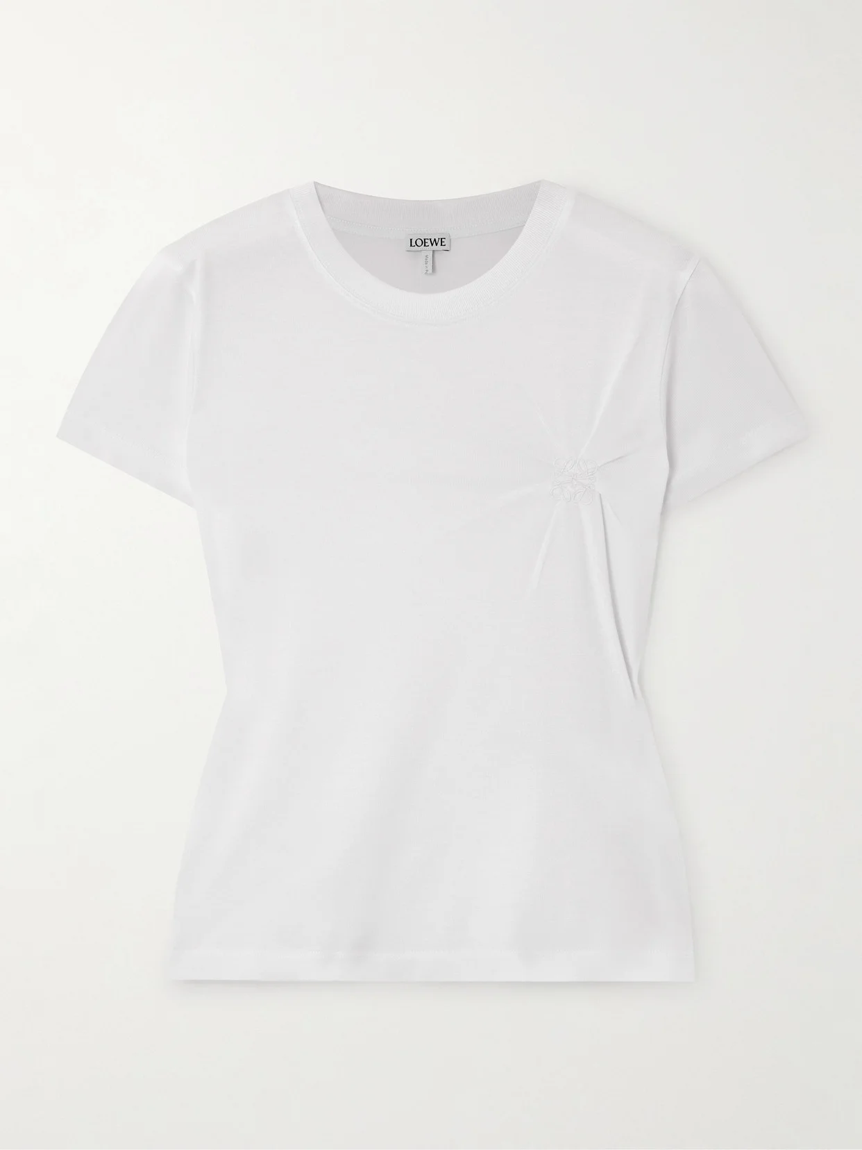 Gathered Embroidered Cotton-blend Piqué T-shirt - 1