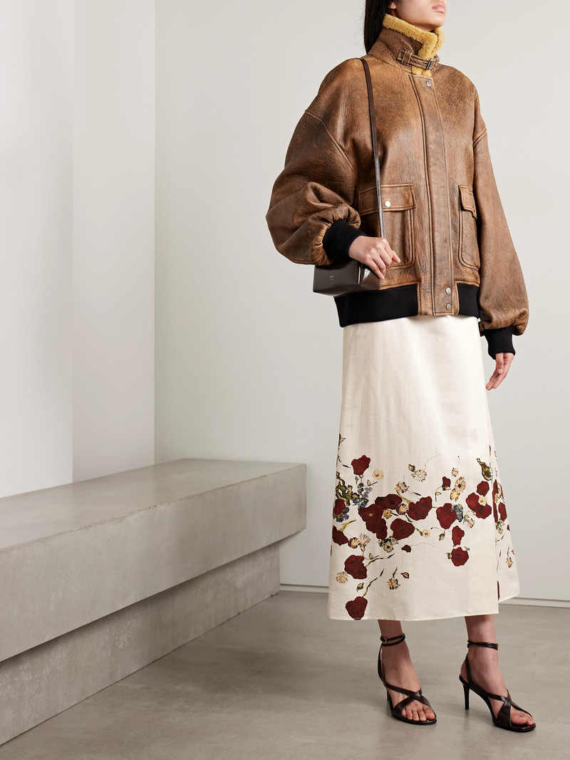 KHAITE Demi Floral-print Silk And Cotton-blend Organza Midi Skirt outlook