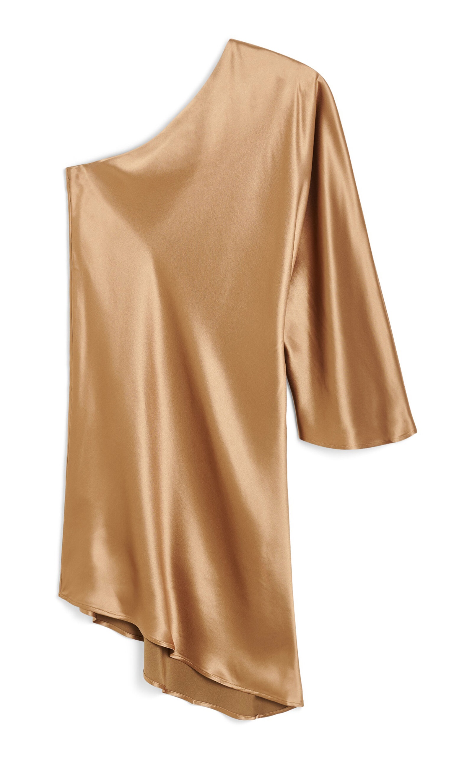 Alvana Asymmetric Satin Mini Dress bronze - 1