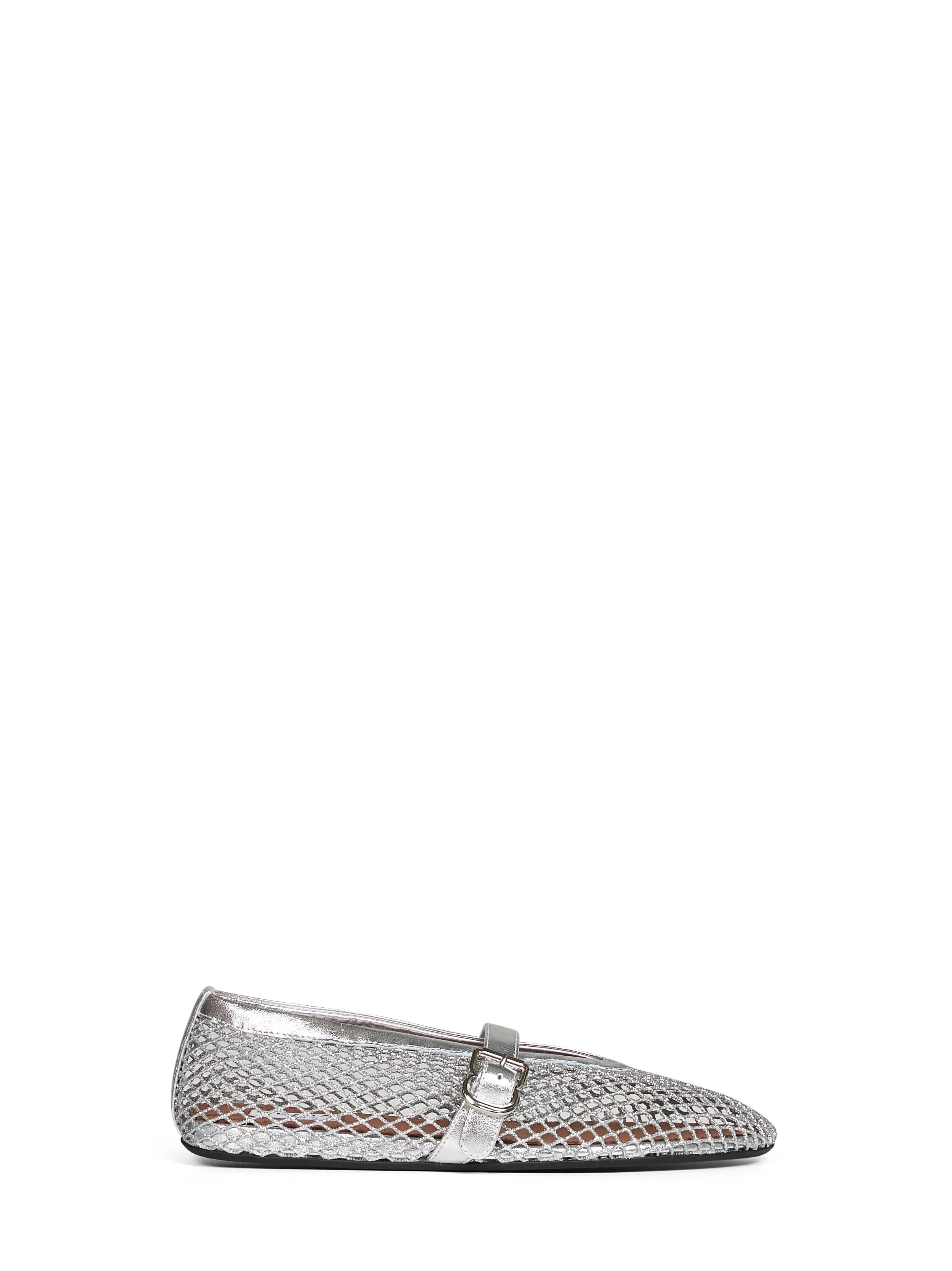 Silver laminated fishnet and metallic nappa leather ballet flats - 1