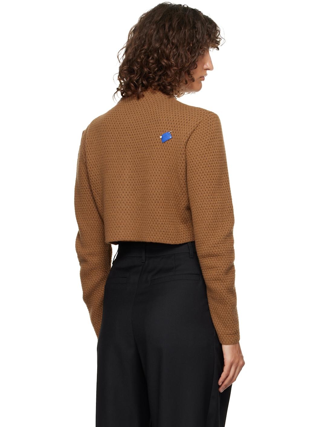 Brown Cropped Cardigan - 3