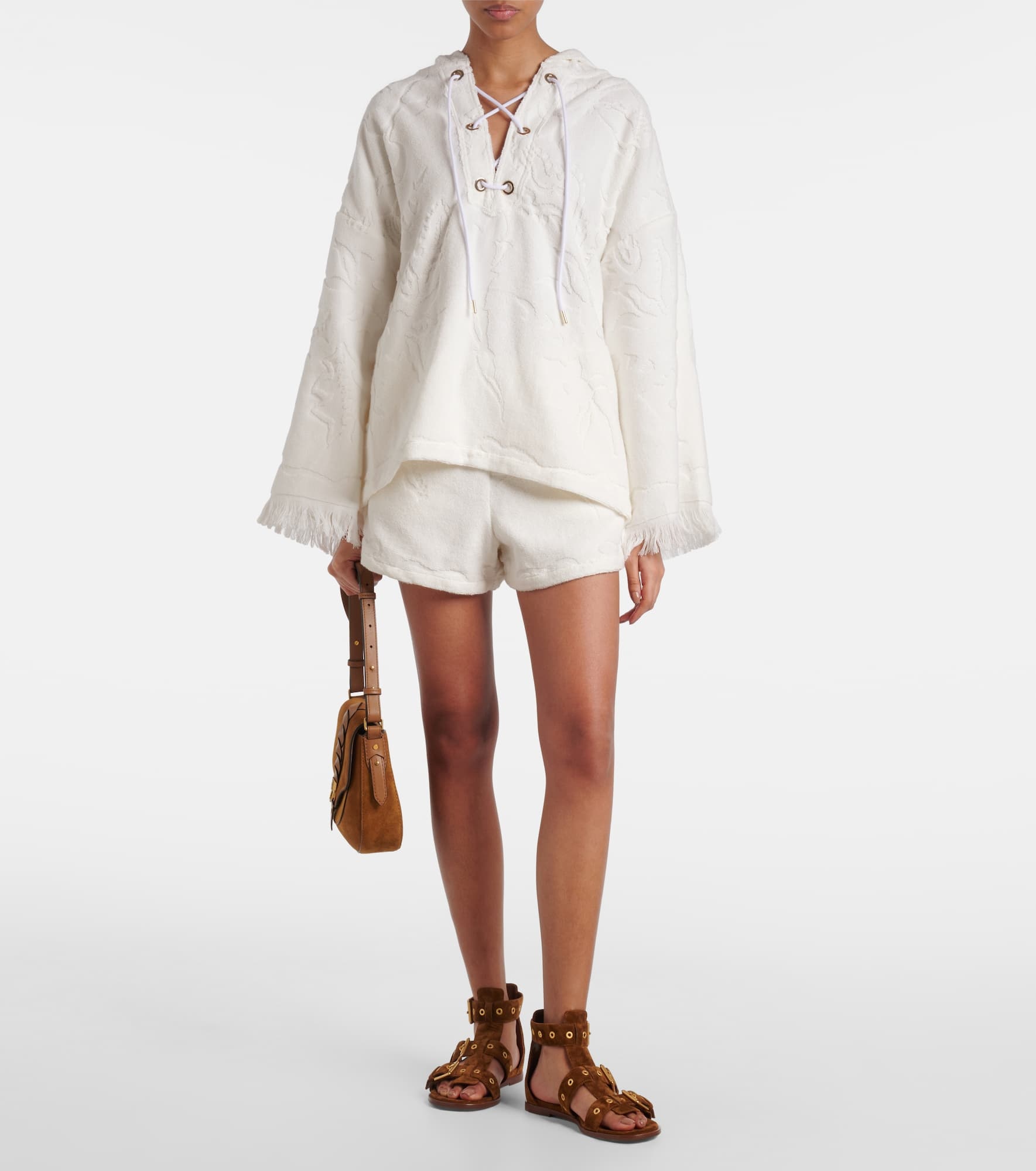 Cosy Towelling cotton terry jacquard hoodie - 2
