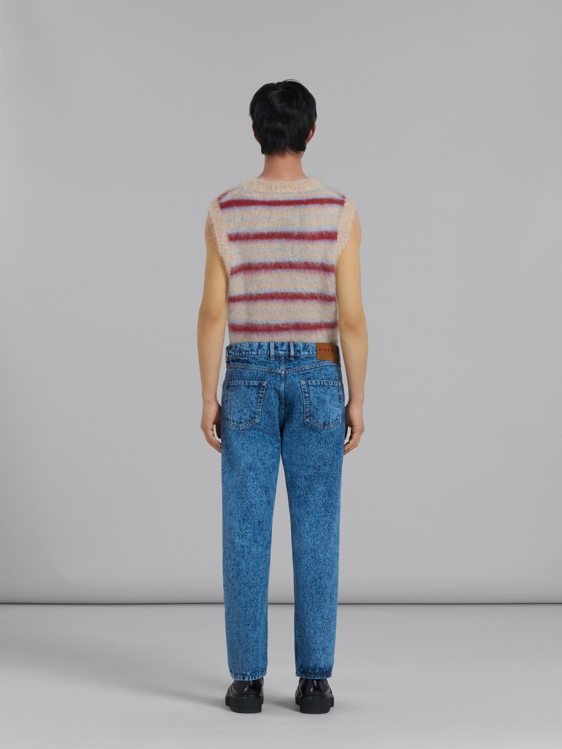 BLUE MARBLE-DYED STRAIGHT TROUSERS IN COTTON DRILL - 3