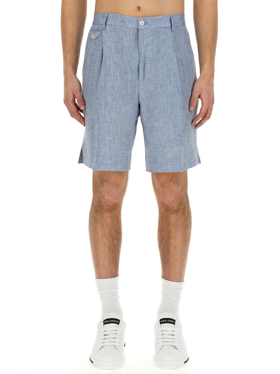 Dolce & Gabbana Men Linen Bermuda Shorts - 3