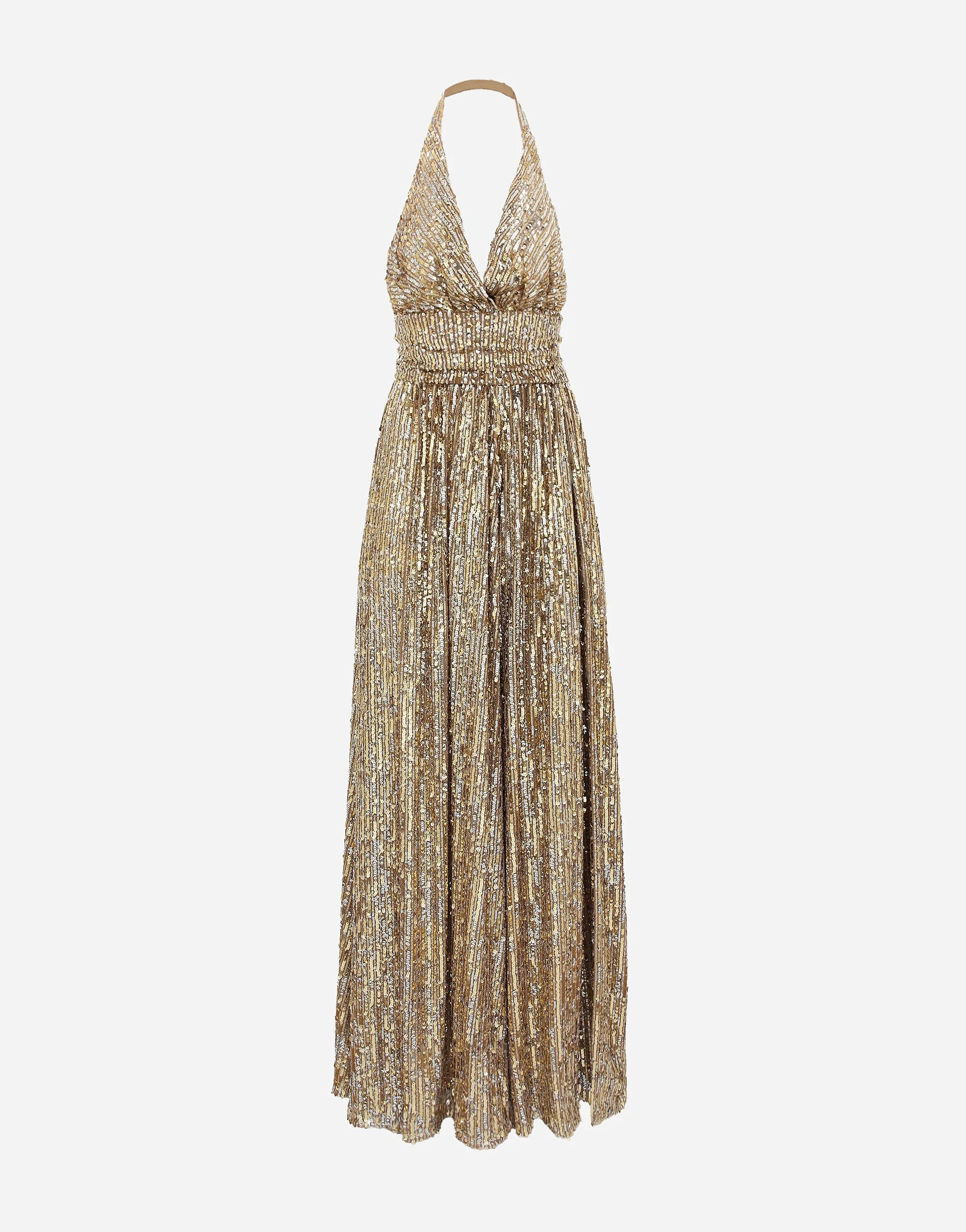 Long sequined dress with slit - 1