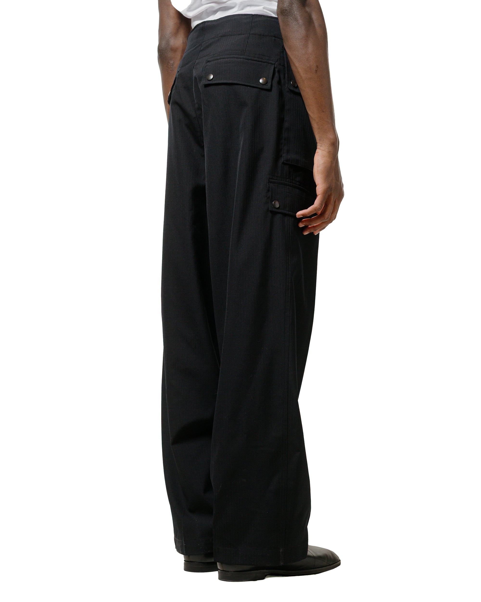 Wool Herringbone Cargo Pants Black - 3