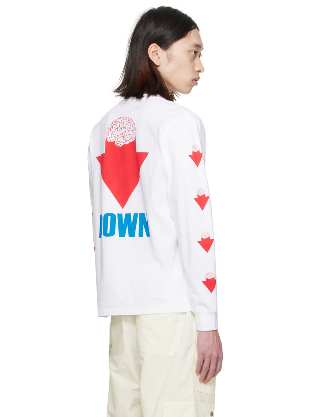 White Printed Long Sleeve T-Shirt - 3
