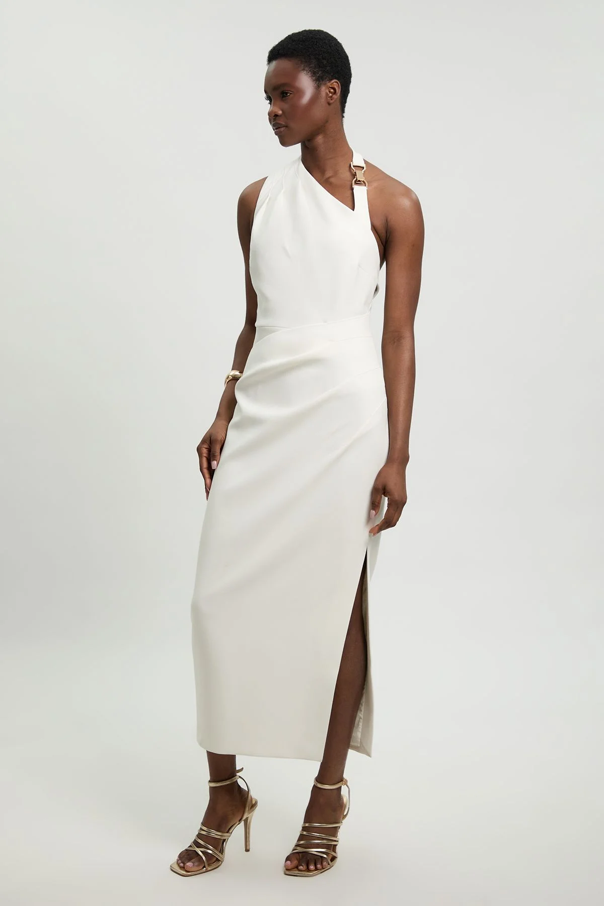 Compact Stretch Trim Detail Tailored Maxi Dress - 1